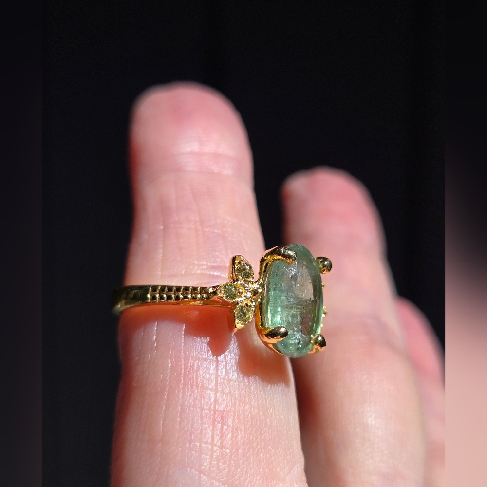 Kyanite 5k oval & Peridot 24k gold ring sz8 - Picture 11 of 11